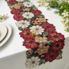 Black Floral Embroidered Table Runner