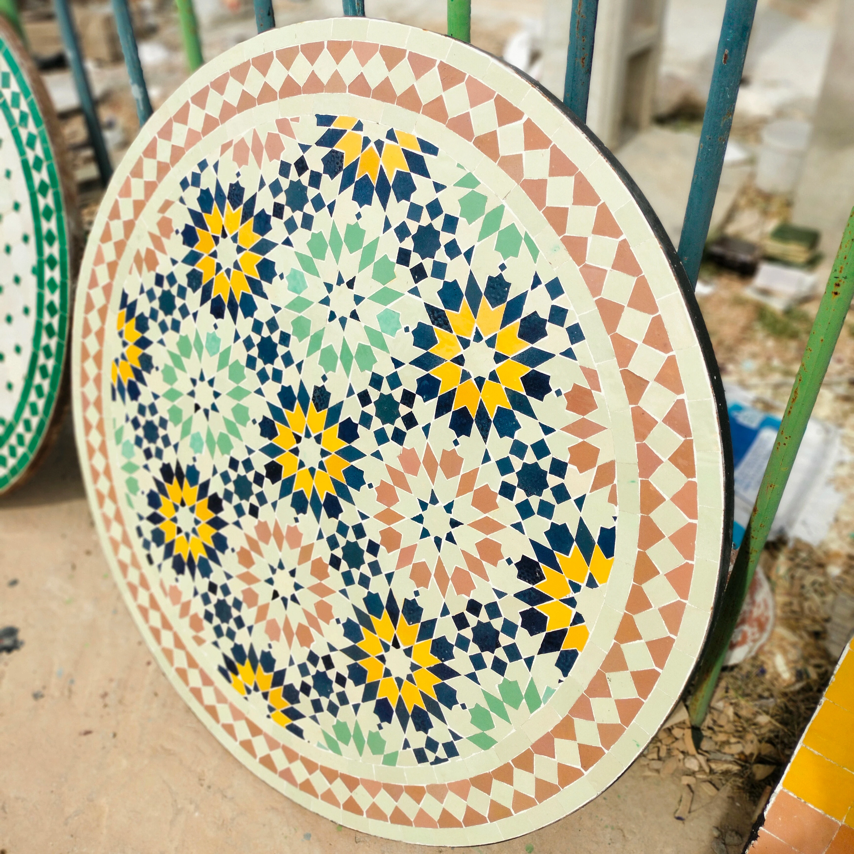 Artisan Mosaic Table   Elegant Handmade Design for Patios ;  Authentic Style for Garden Decor ; Handmade Mosaic Table