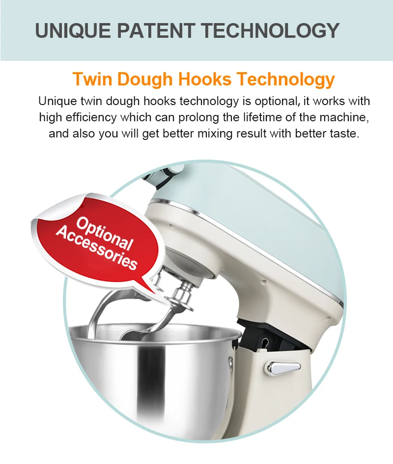 5.7l 12 Speeds Super Quiet Stand Food Mixer Dc Motor Bowllift Large