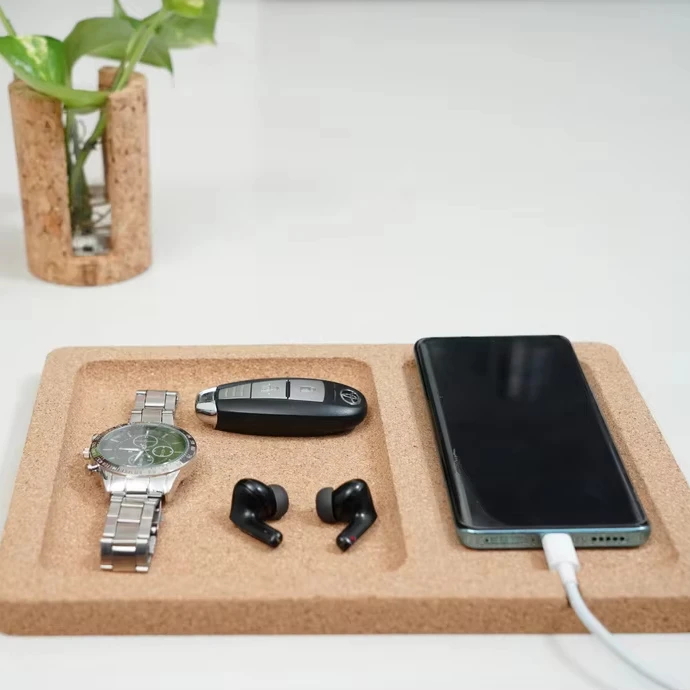 Индивидуальный экологичный Настольный органайзер из пробки с 2 отделениями органайзеры для стола категория продуктов