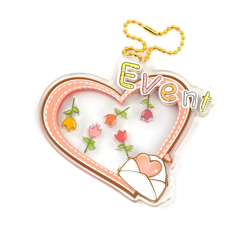 Vograce Personalized Acrylic Keychain Custom Printed Shaker Charms Cute Anime Holographic Shaker Charms