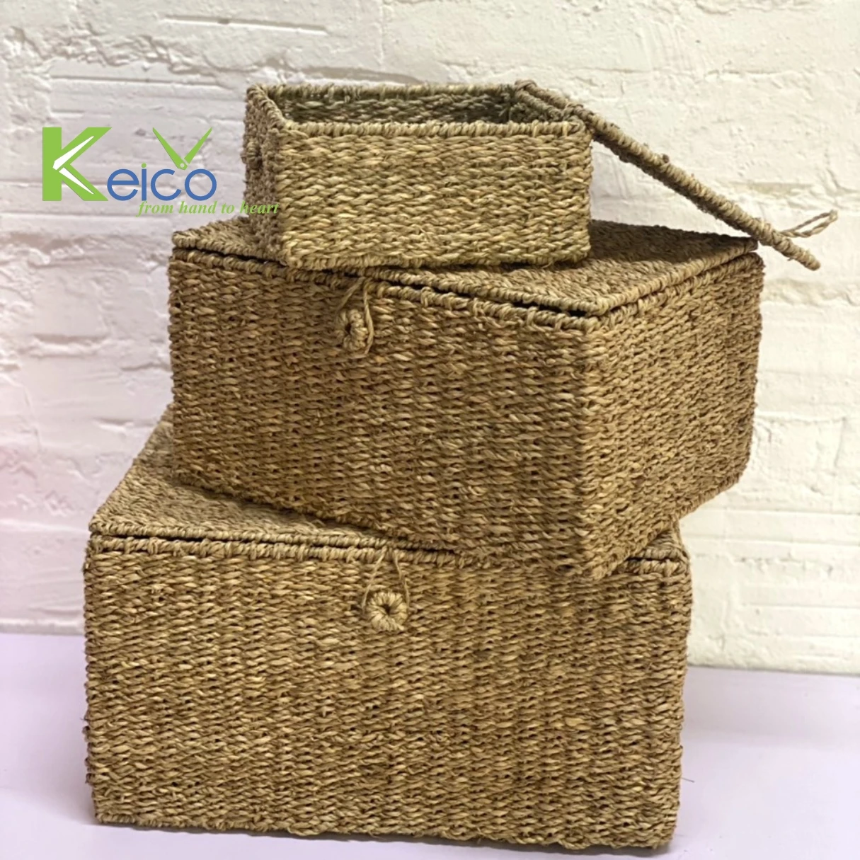 Wholesale Ecofriendly Storage Boxes & Bins From Viet Nam 3 Size Rectangular Seagrass Storage