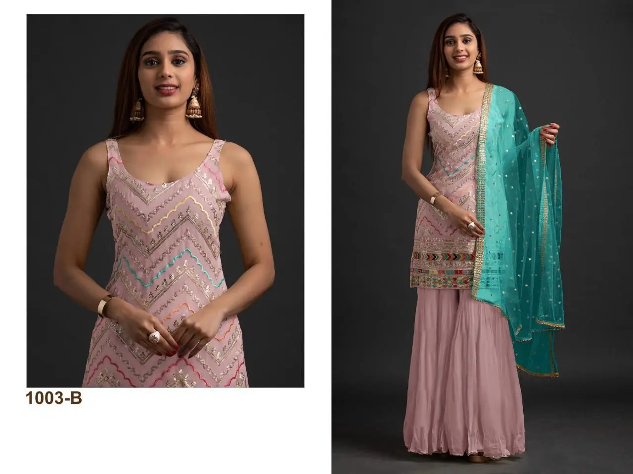 Heavy Fox Georgette Designer Lucknow Work Palazzo Suits with Wholesale Price