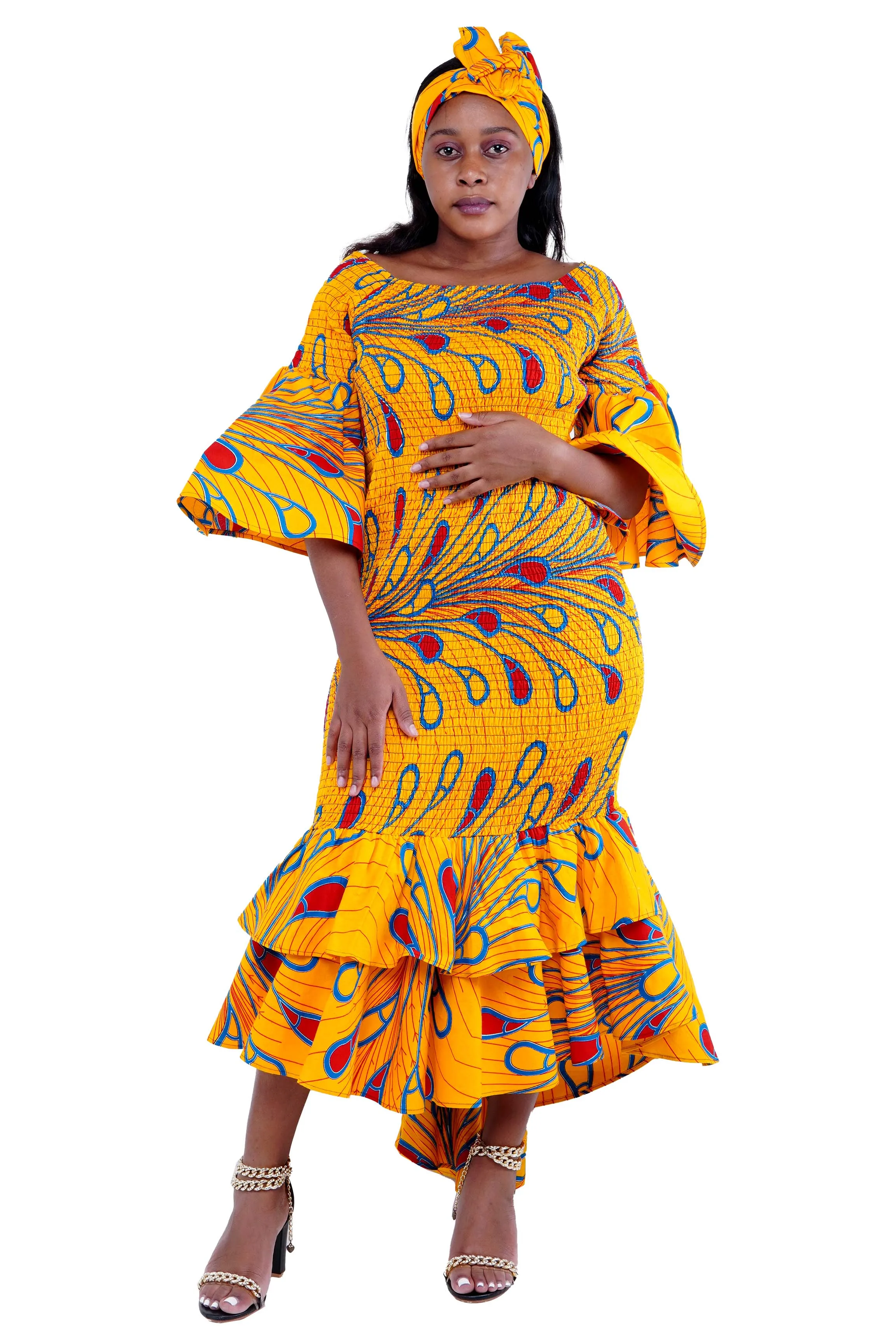 Wholesale Kente Long Smoked Fish Tail Dress African Clothing Dress ...