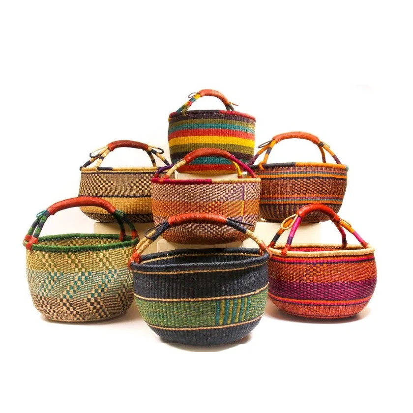 Hot Item Straw Wicker Woven Round Seagrass Bolga Baskets Cheapest