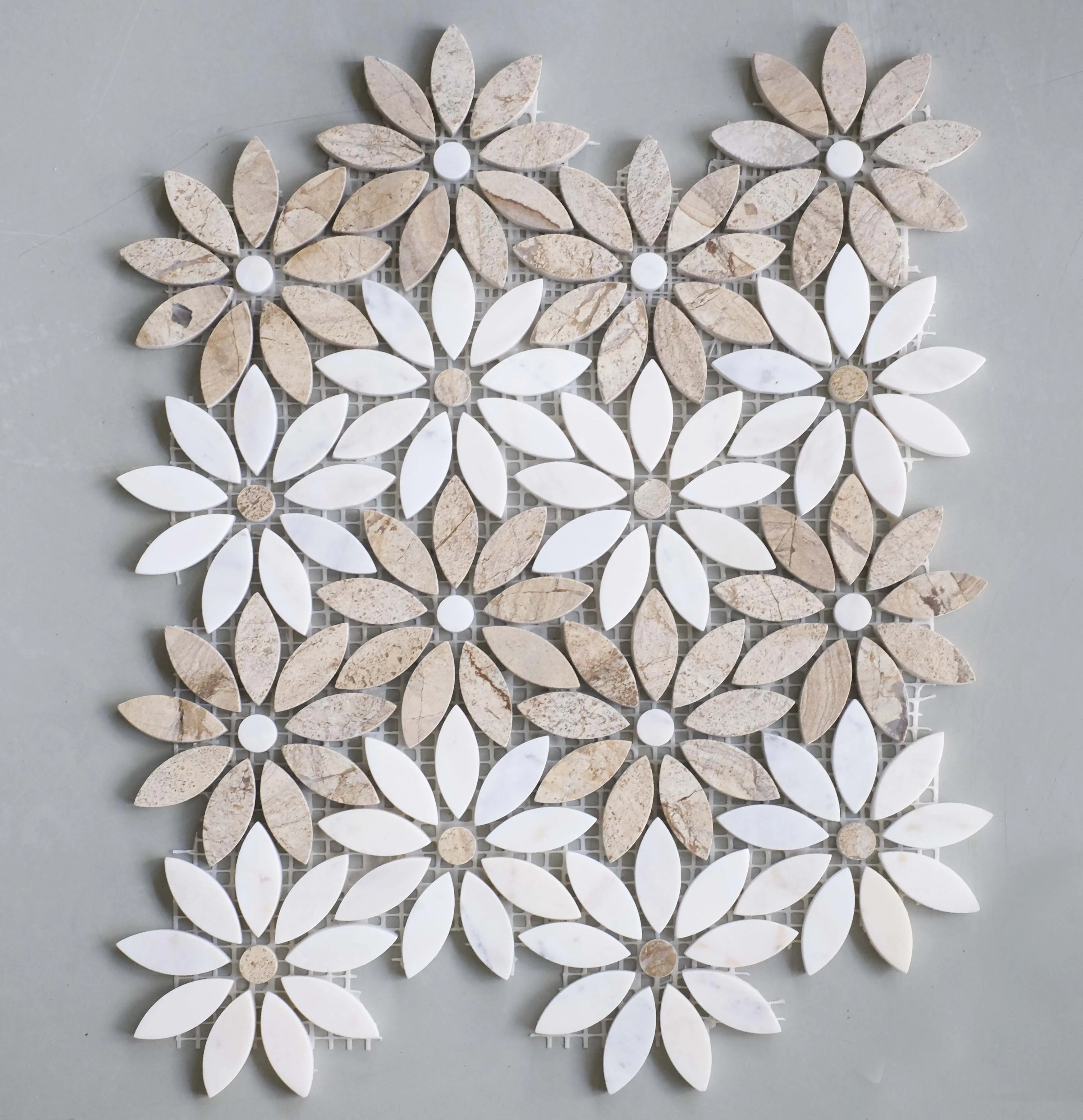 Special Offer Stone Mosaic Tiles Yellow And Milk White 290x360x8mm Oem