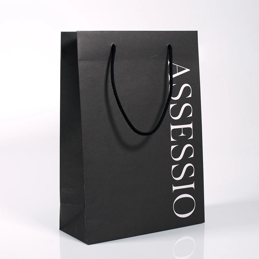 Customized Branded Logo Luxury Black Paper Apparel Packaging Gift