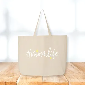 Extra Large Custom Screen Printing Eco Friendly Blank Plain Thick Shopping Beach Heavy Cotton Canvas Handled Tote Bag