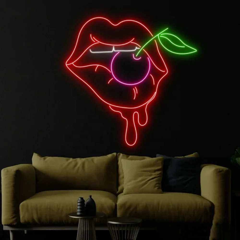 ネオンサイン リップデザイン レッド ガラス製 壁掛け装飾 壁の装飾のための唇ネオンサインライトデザインのカスタムLEDストア