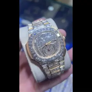 New High Quality Iced DEF Lab Moissanite Diamond Analog Watch Colorless Hip Hop Style Automatic Manual Business Stainless Steel