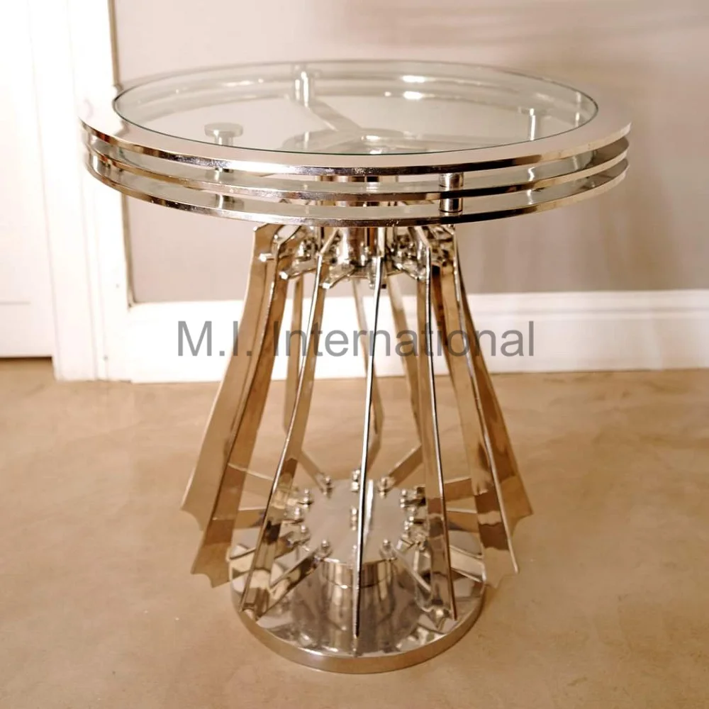 Antique Selling Metal Round Coffee Table Marble Top Gold Color Base Center Table For Home Garden