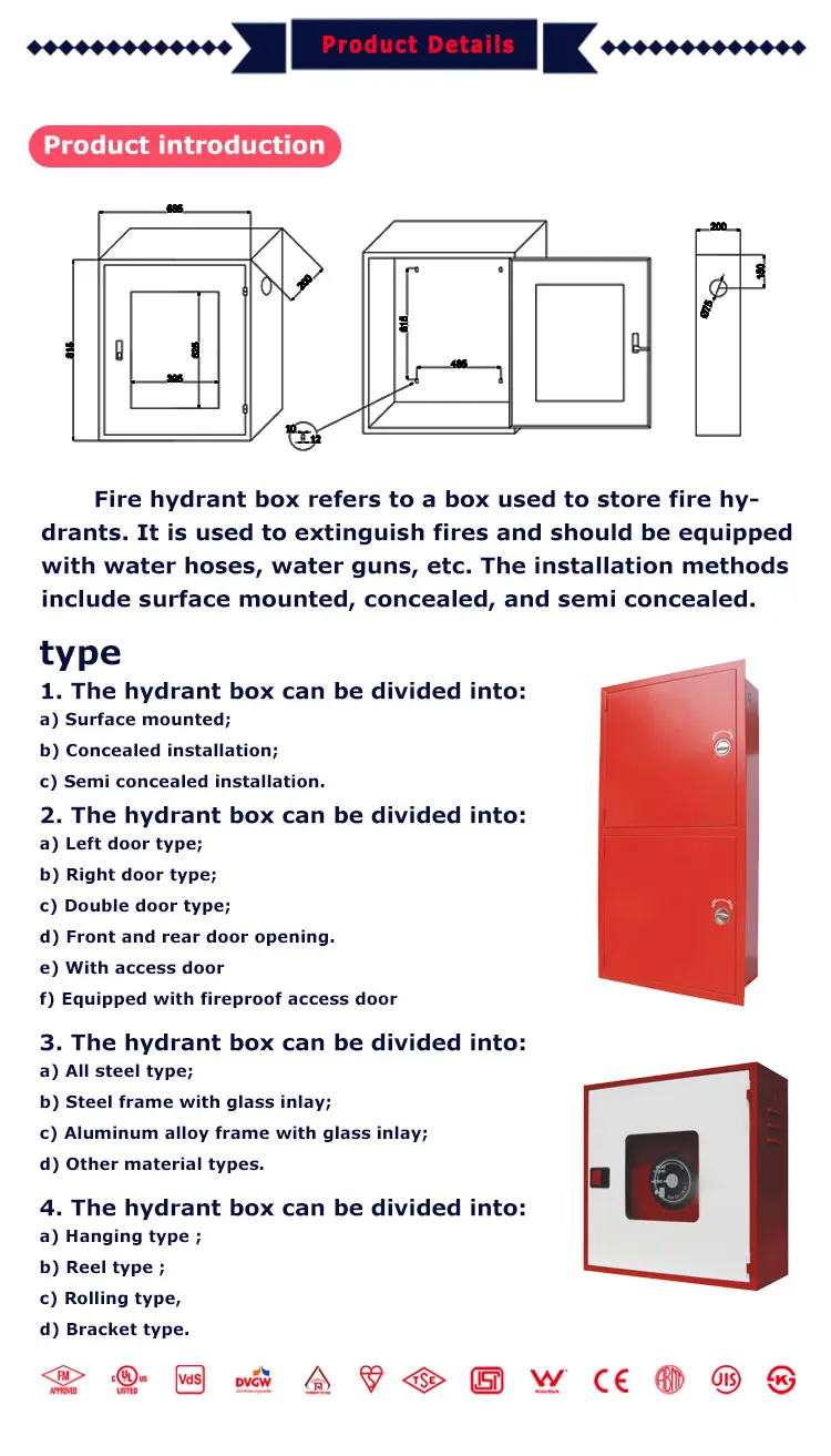 Single Double Door Fire Extinguisher Safety Box Fire Protection