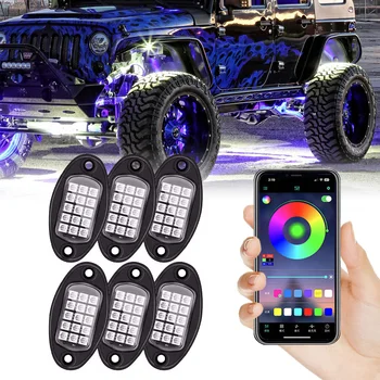 Bluetooth APP Control Underglow RGB LED Rock Lights 4/6/8/10/12  Car Chassis Light For Jeep Truck Off-Road Boat