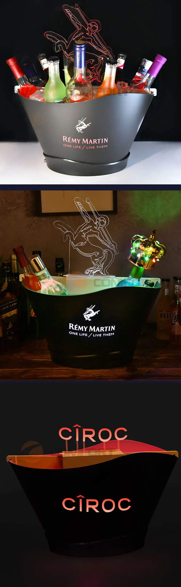 12l Big Capacity Large Outdoor Acrylic Beer Champagne Led Ice Bucket