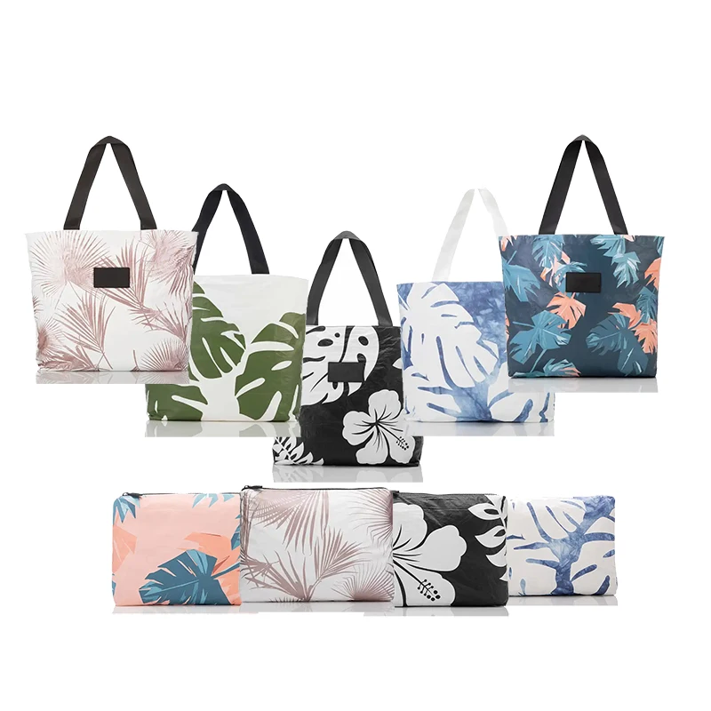 Fashion Tear Resistant Shopping Zipper Waterproof Dupont Tyvek Tote Bag for Ladies