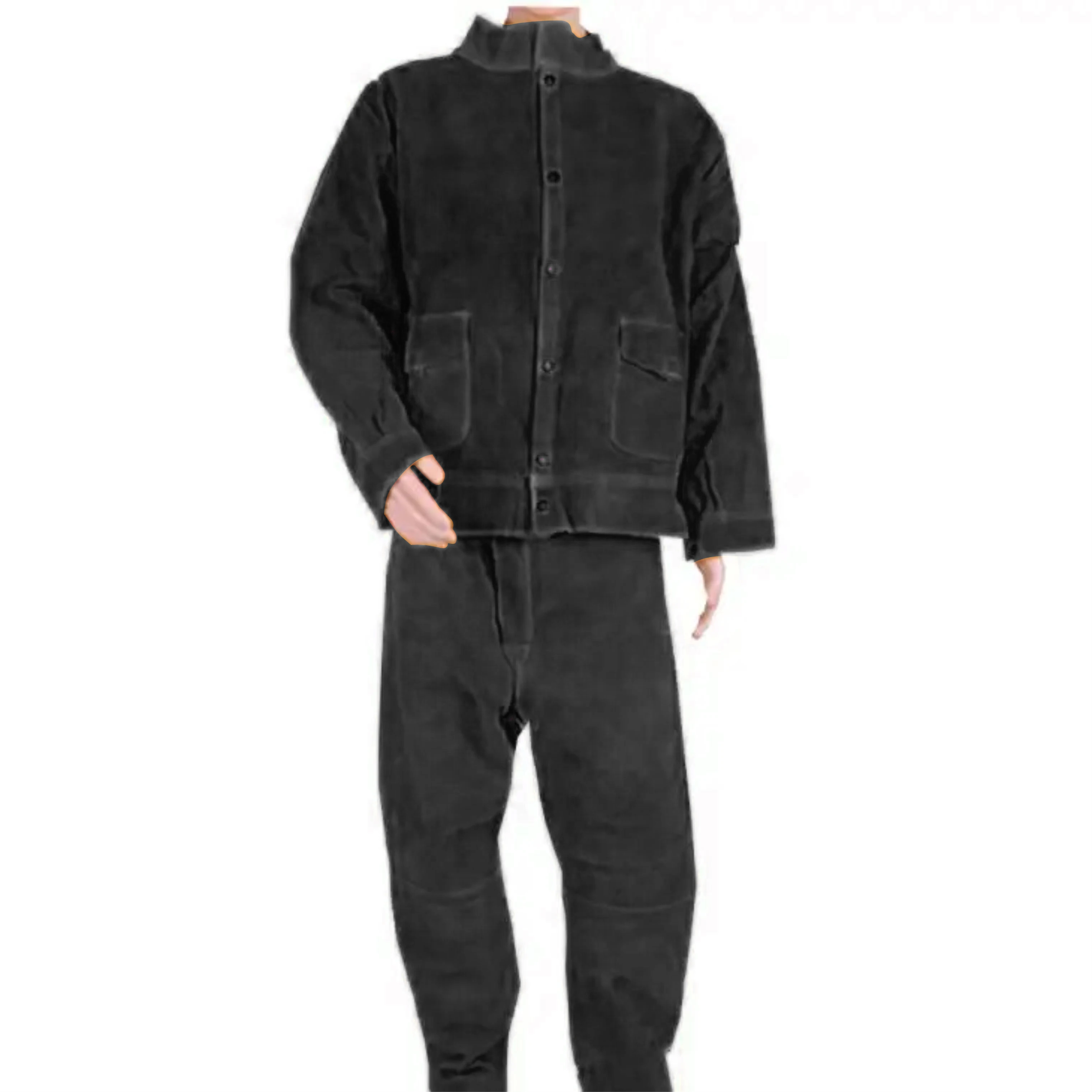S 7XL Size Heat Flame Resistant Cowhide Leather Safety Clothing Anti-Static Heavy Duty Welding Jacket Trouser Industrial Safety