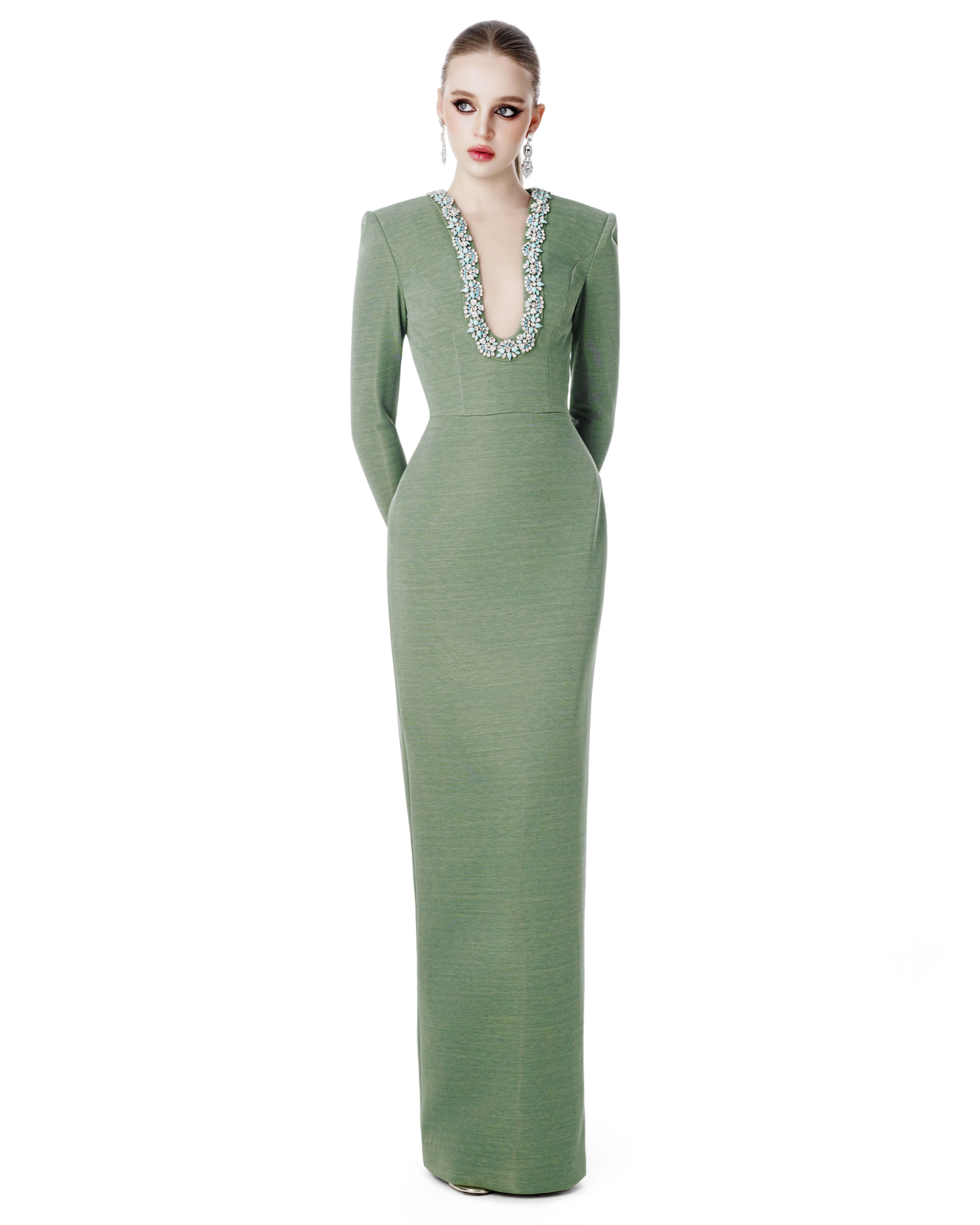 EMERALD U-LINE dress _ couture luxury evening dress from local brand Vietnam