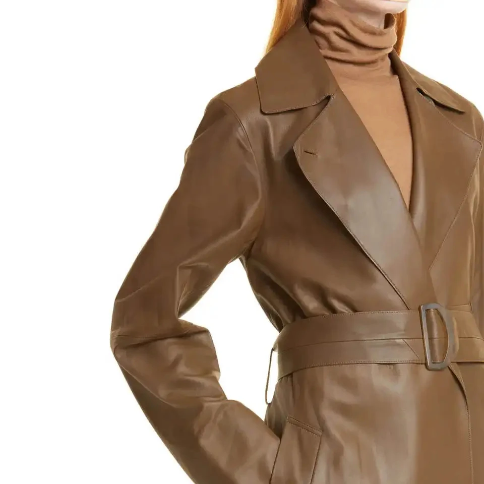 Hot Selling Winter Wear Long Coat For Women Fashionable Slim Windproof Cowhide Leather Casual Long Coat For Girls By Power Hint - Image 4