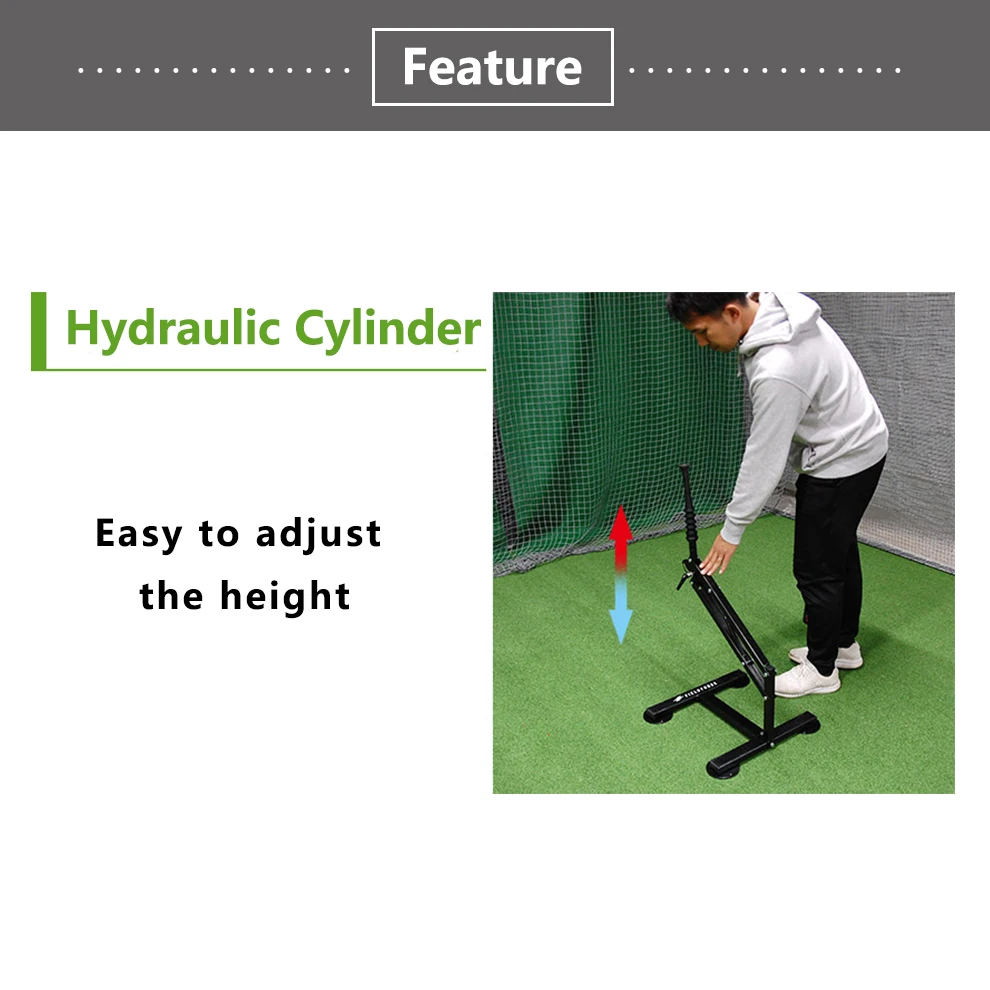 Hydraulic Cylinder Baseball & Softball Batting Tee Height Adjustable