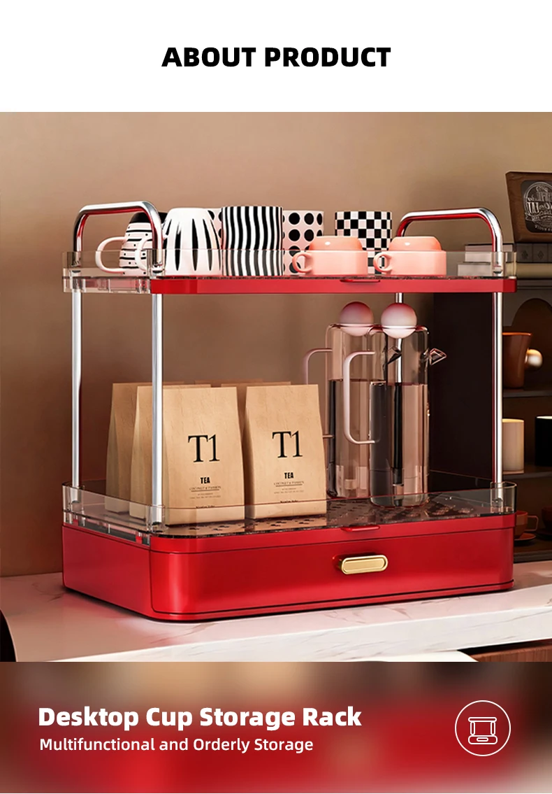 product wanuo 2 tier countertop cup drying rack coffee mug holder  kitchen counter organizer for tea cups-2