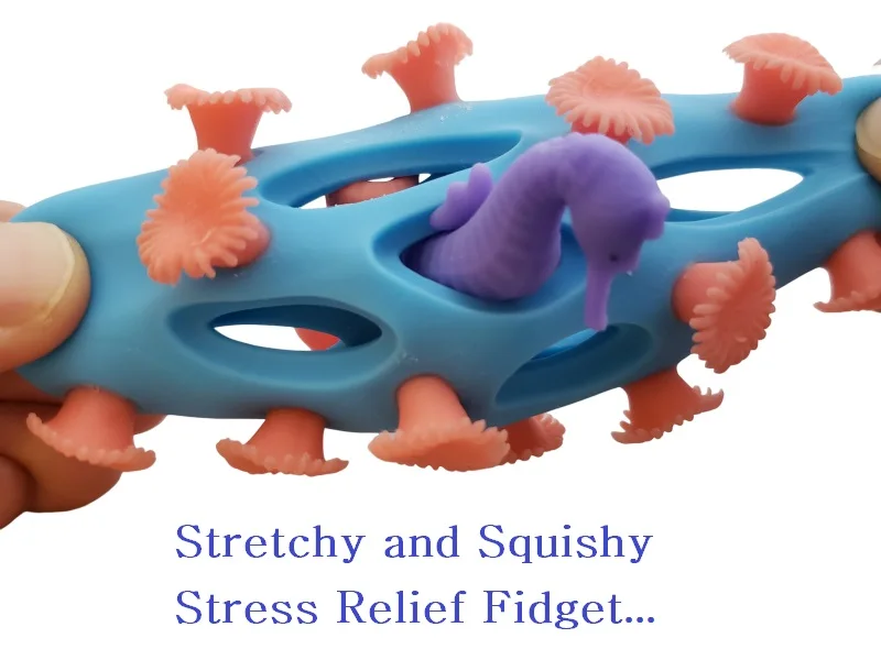 Best Selling Novelty Squishy Stress Toy Coral & Sea Horses Twist