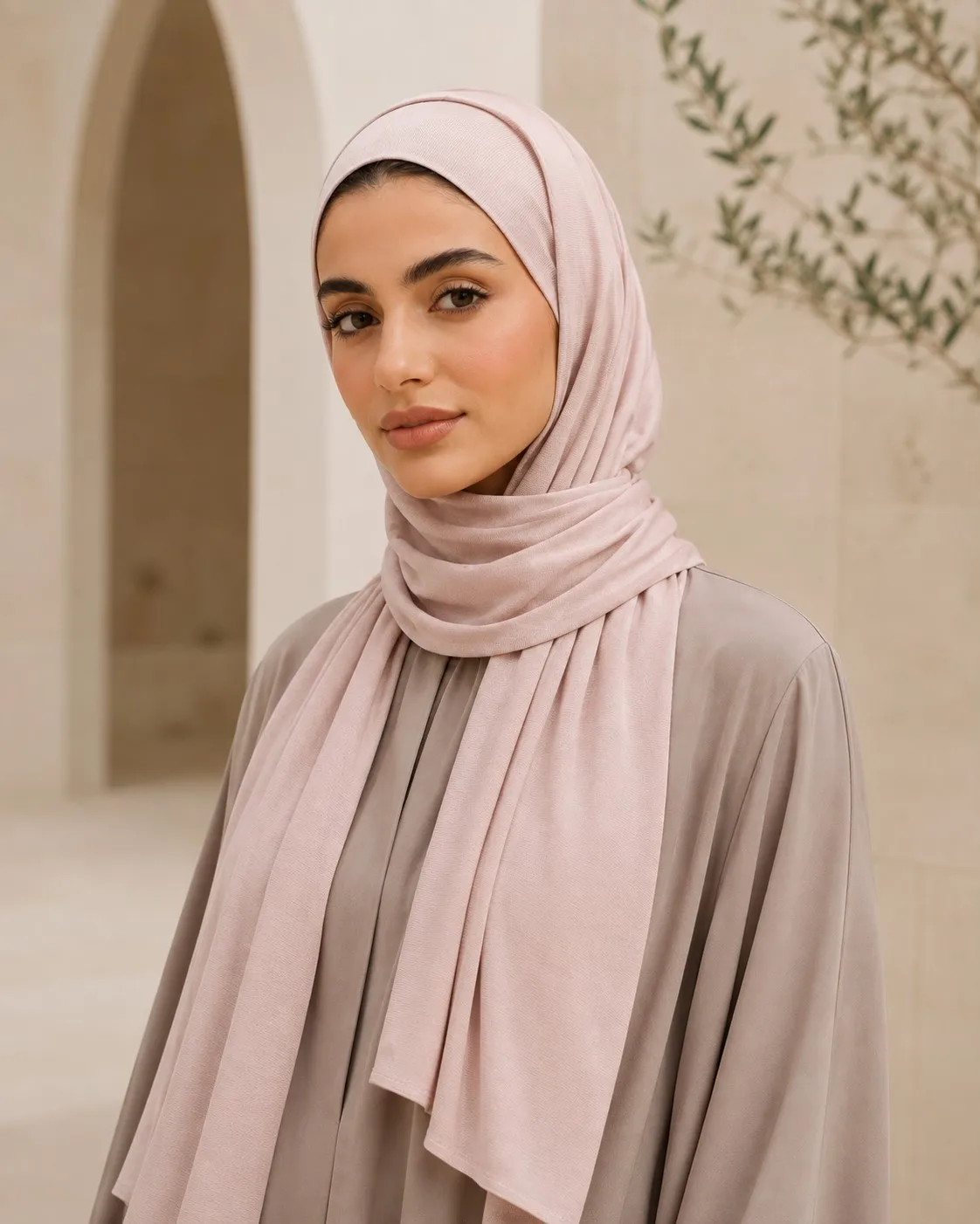 Custom Jersey Modal Hijab Blush Pink view 2