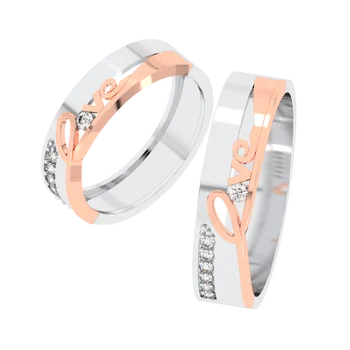 Love Ring Gold Jewelry 10k/14k/18k Gold Ring Zircon Stone Wedding Rings Set Couple Engagement For Men/Women