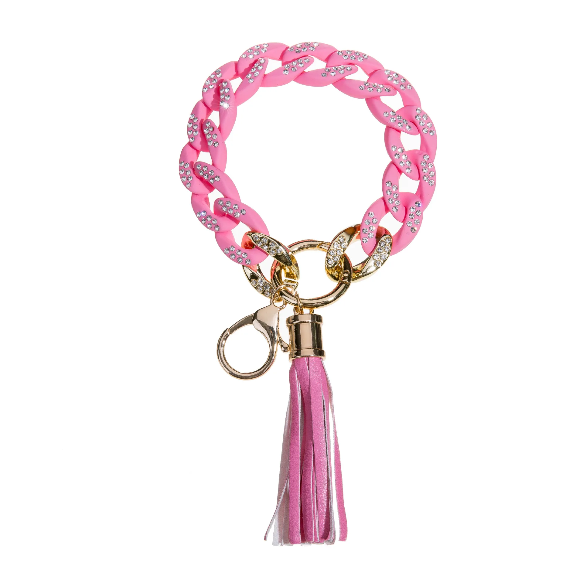 Link Chain Wristlet Keychain for Women Acrylic Bangle Key Ring Chunky Chain Link Bracelet Car Keys Bangle Circle Wrist Key Rings
