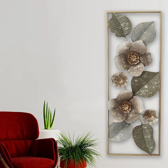 Modern Decorative Antique Grey Gold Circle 3d Metal Wall Art For Wall