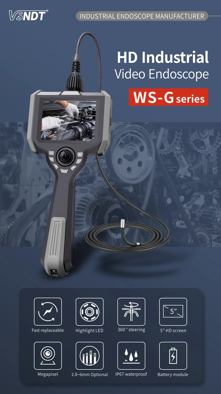 Vsndt Industrial Endoscope,Articulating Borescope Inspection Camera