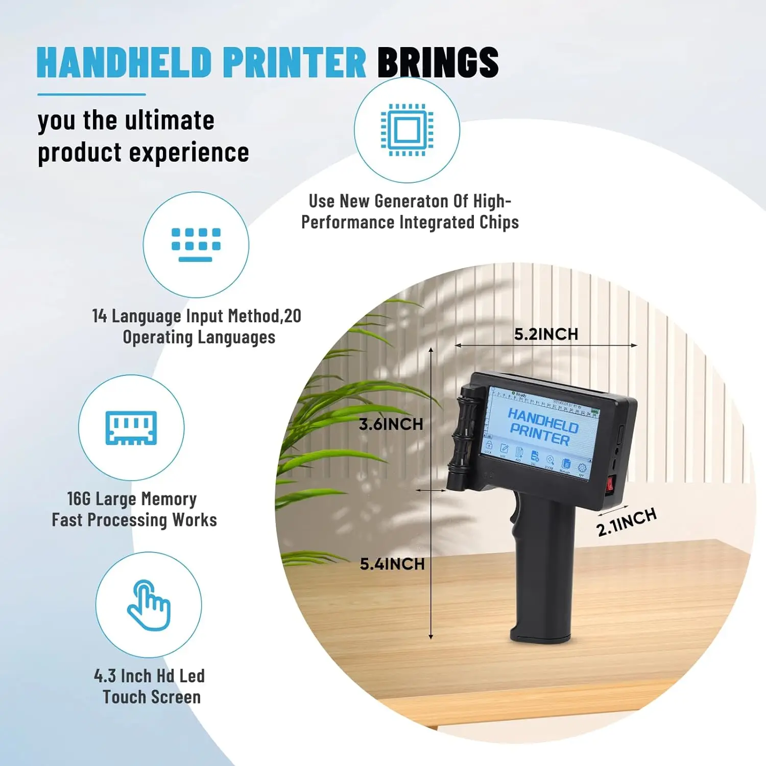 Portable Handheld Inkjet Printer High-resolution Fast Dry Ink for All Surfaces Multifunctional Provided Micro USB Automatic 0.4