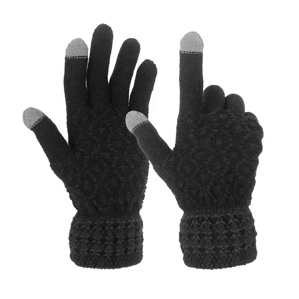 Леди кашемировые вязаные перчатки жаккардовые с сенсорным экраном зимние