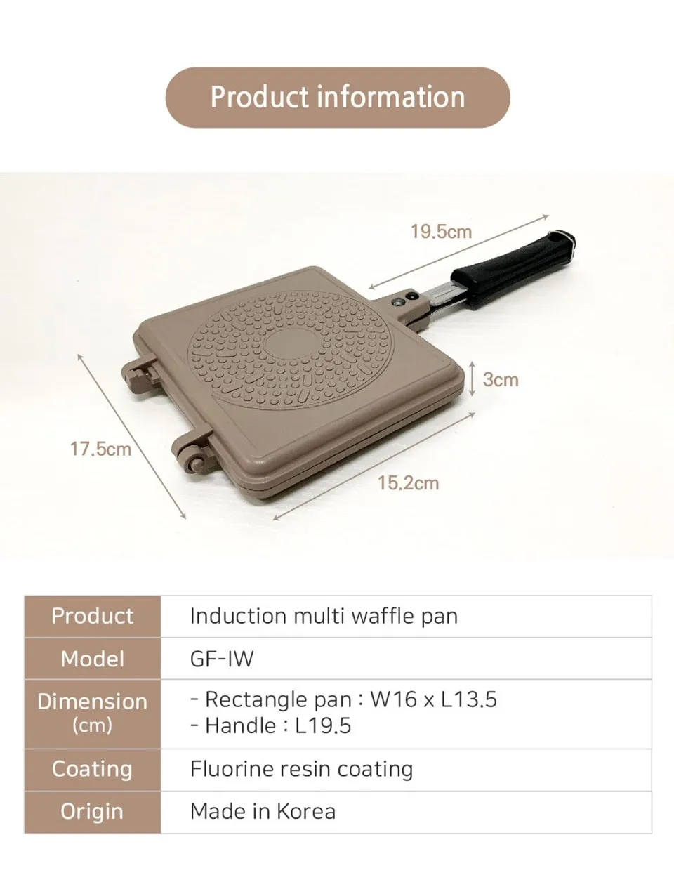Induction Multi Waffle Pan Korean Cuisine Maker Press Plate Cooking