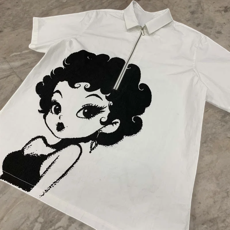 Salati T-shirt Manufacturer Custom Streetwear Quarter Zip up Short Sleeve Drop Shoulder Graphic Printed Cropped Work T Shirt Men
