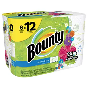 Bounty Select-a-Size Clothlike Paper Towels 12 Double Rolls More Absorbent White Factory Price for Household Use