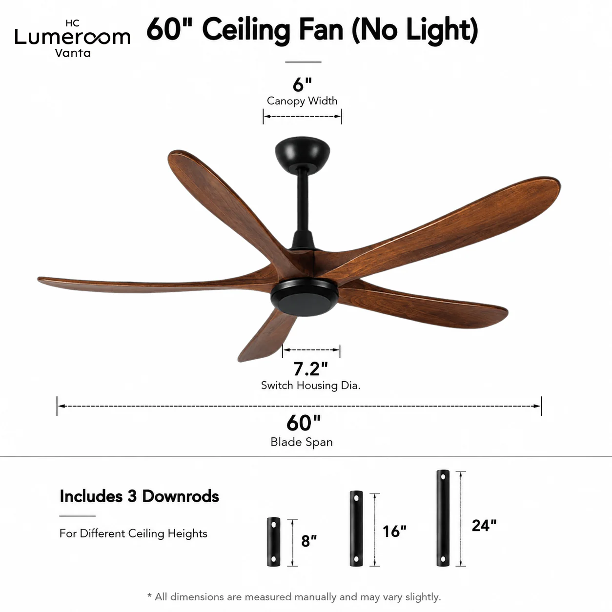 Ceiling Fan, USA, 50 W(0.07hp), Solid Wood + Metal - detail 10