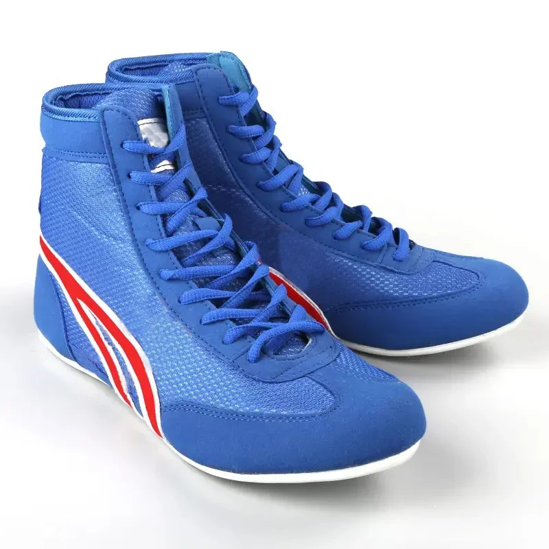 OEM Custom Logo Men's Boxing Shoes Breathable Leather Rubber Sole Tie Shoe Laces for Weightlifting Wrestling for All Seasons