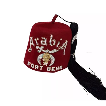 Old Masonic Vintage Maroon Shriners Fez Hat Tassel Freemasons
