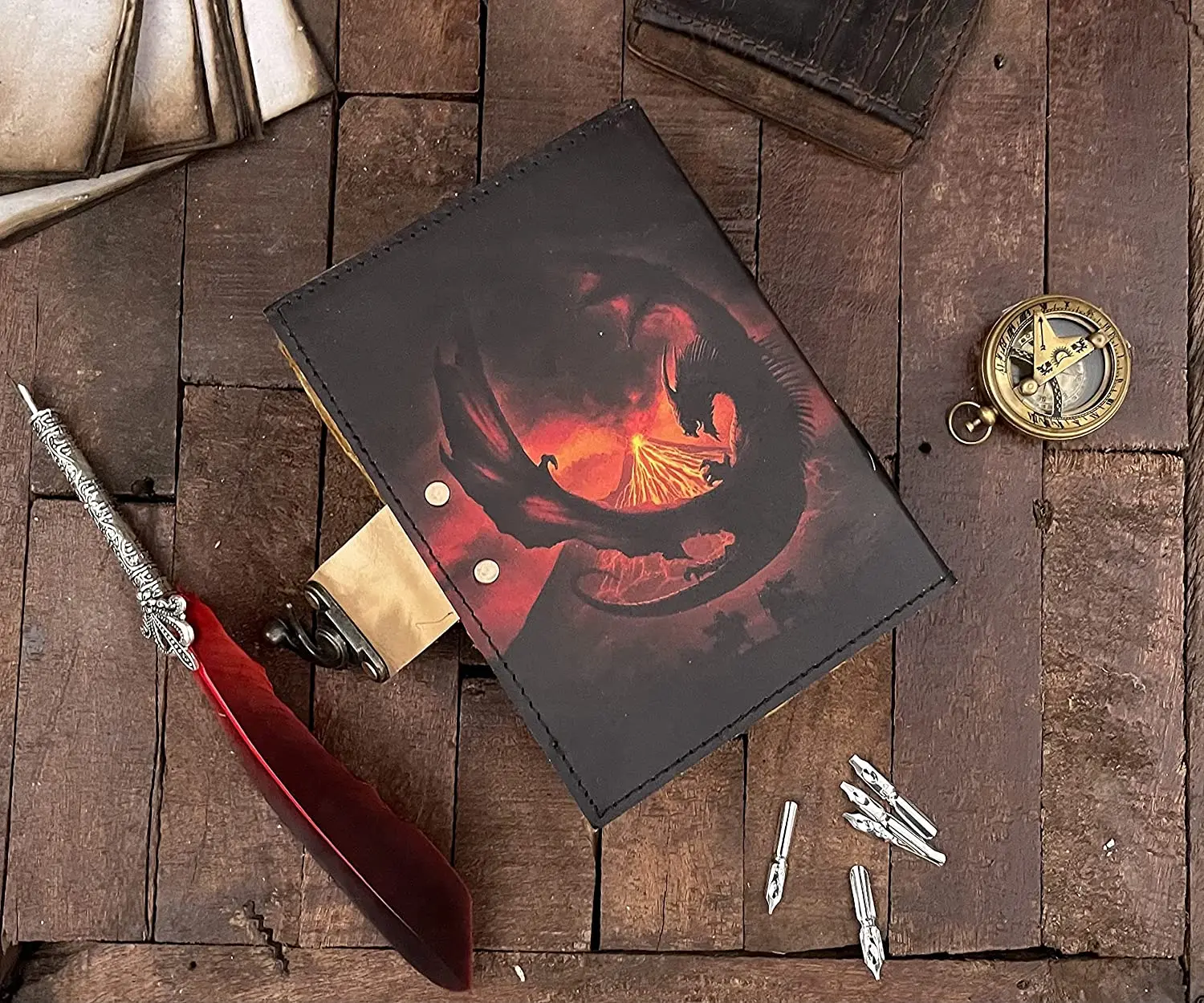 Винтажный журнал в кожаной обложке Дракон заклинание Книга теней Подземелья и Драконы подарки