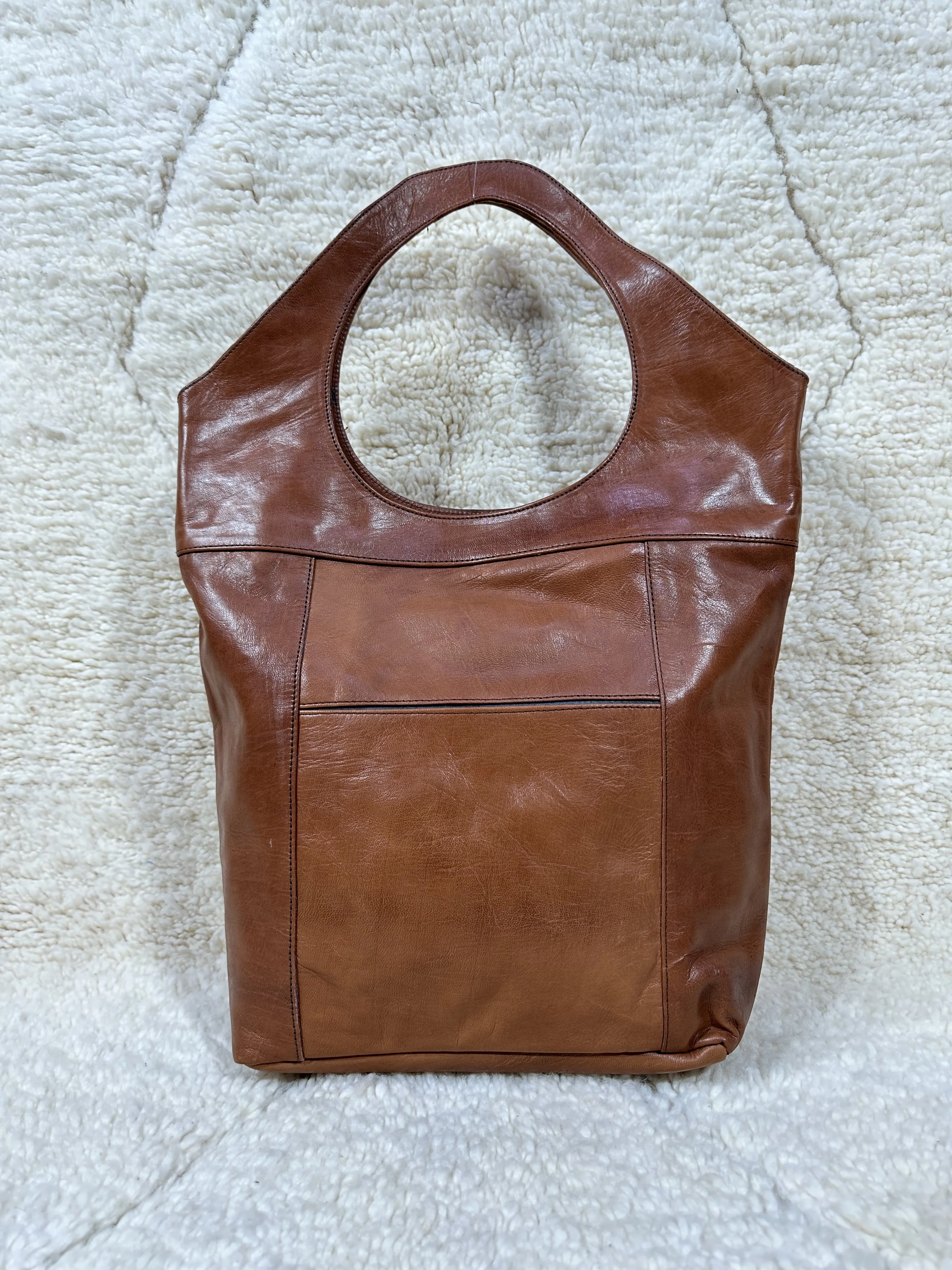 Designer Genuine Smooth Leather Tote Bag for Ladies Moroccan Style Big Size with Cover Closure Low Price Handbag