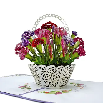 HMG Custom Design and craft Flower 3D greeting popup card for Mother Day Birthday or for businesses give to customers