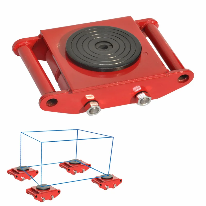 4 Wheels Rotating Round Platform Cargo Trolley Roller Skid for Machinery Moving Heavy Object Moving Equipment