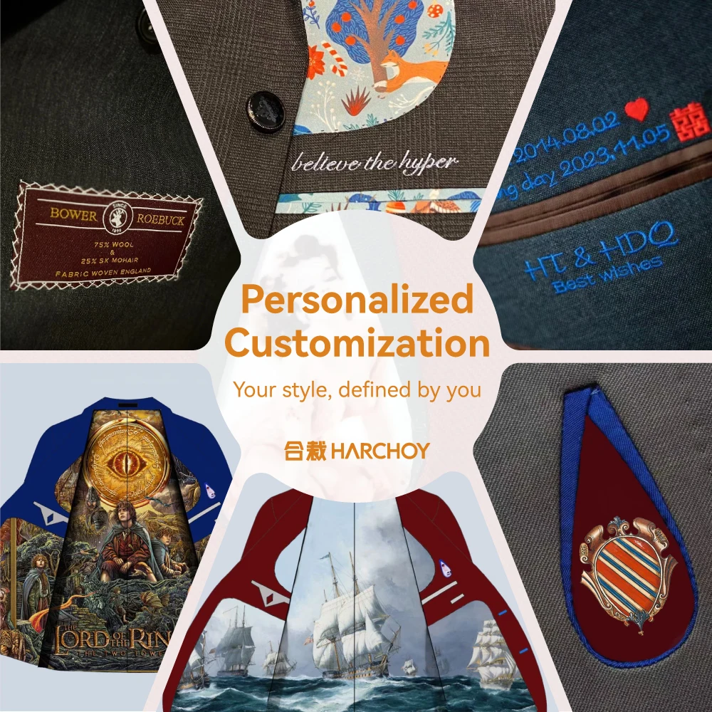 HARCHOY MTM Classic Handmade Half Canvas 100% Wool Suit Bespoke Tailor Custom Suits Mens Suit 3 Pieces for Tailor Shop