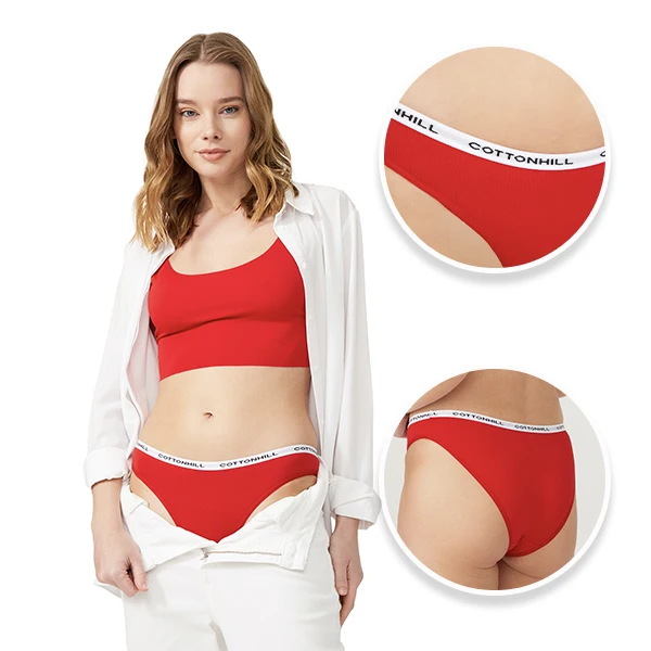 High European Quality Cotton Women Bikini Panty With Cottonhill Logo
