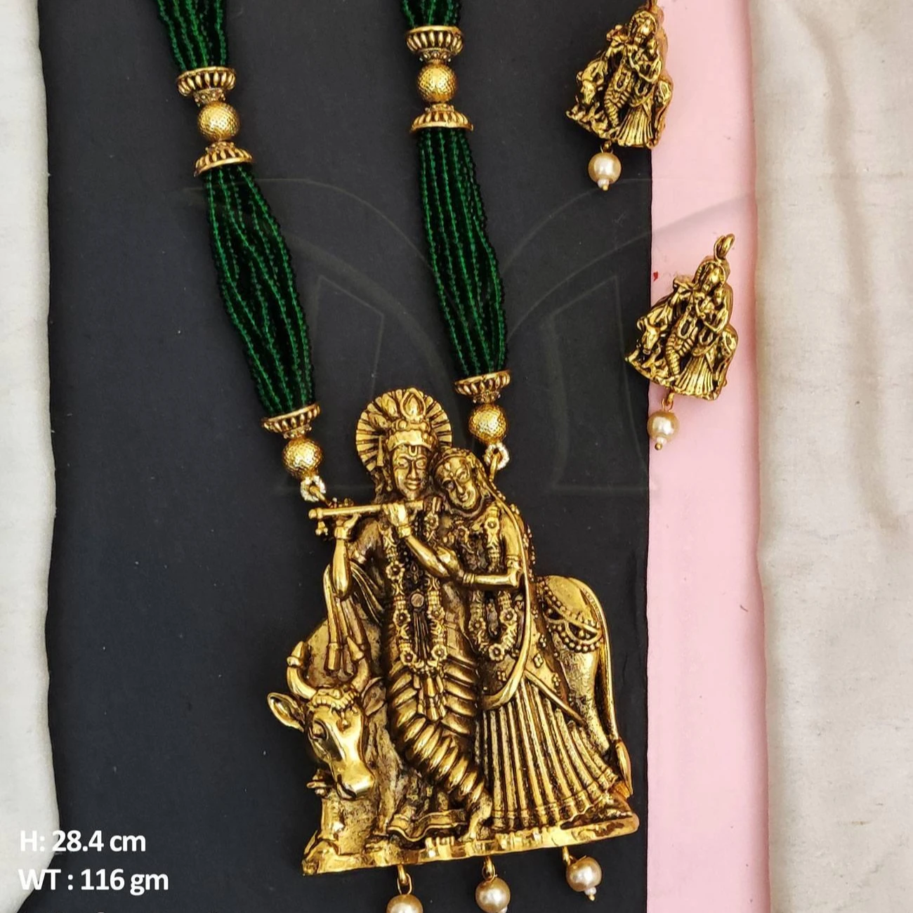 Designer Fancy Style Temple God Radhe Krishna Pendant Design Beautiful Fashion Wear Temple Jewelry Accessories Pendants Set