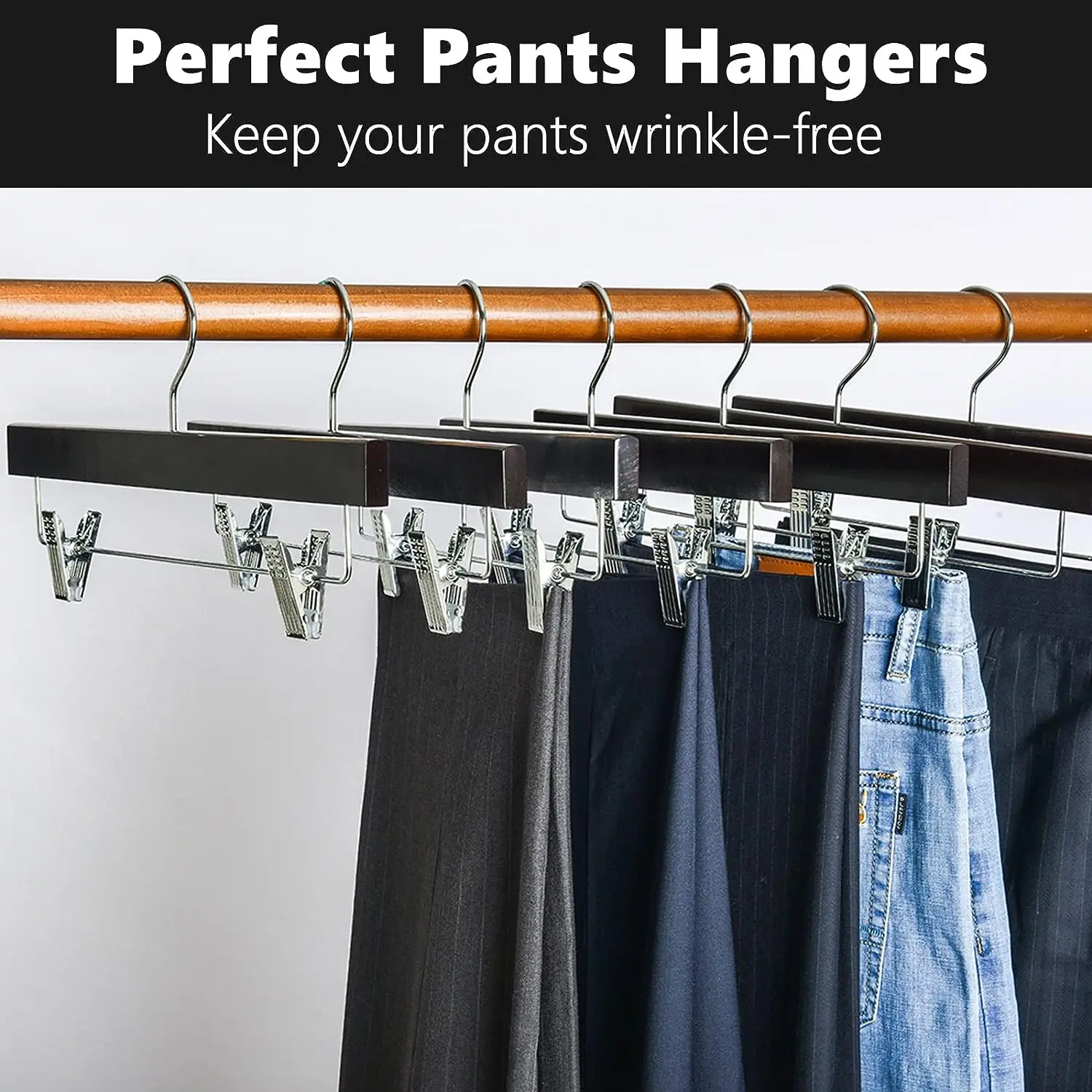 Hangers Wooden Pants Skirts Hangers 24 Pack,Solid Wood Trousers Bottom