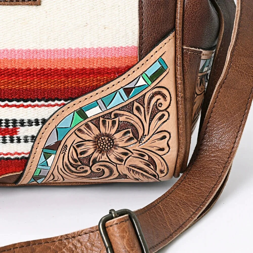 Bohemian Saddle Blanket Duffel Bag Aztec Unisex Duffle Leather Weekend Travel Bag Carry On Bag