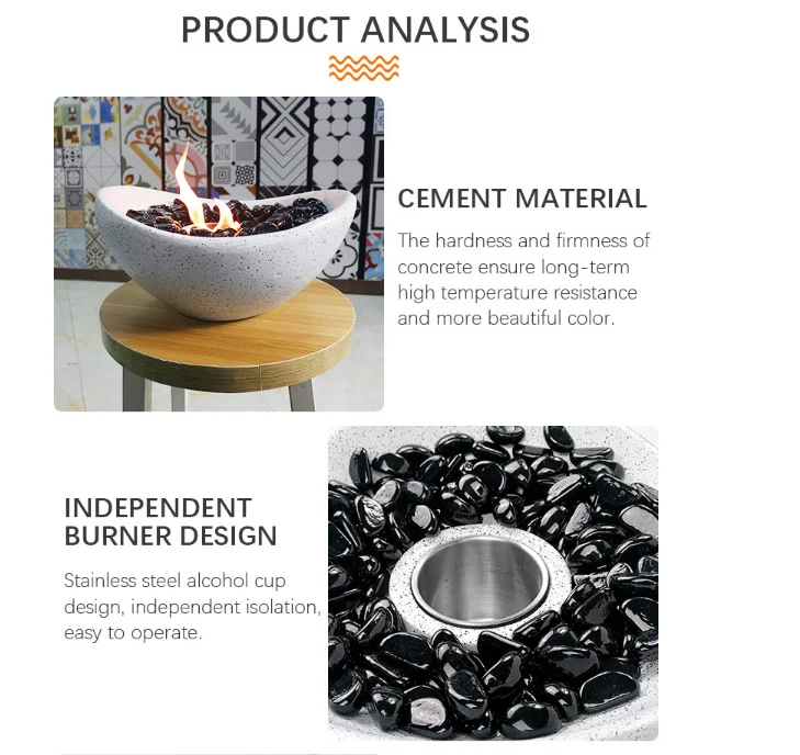 Wholesale Home Deco Tabletop Bio Ethanol Burner Concrete Fireplace Fire