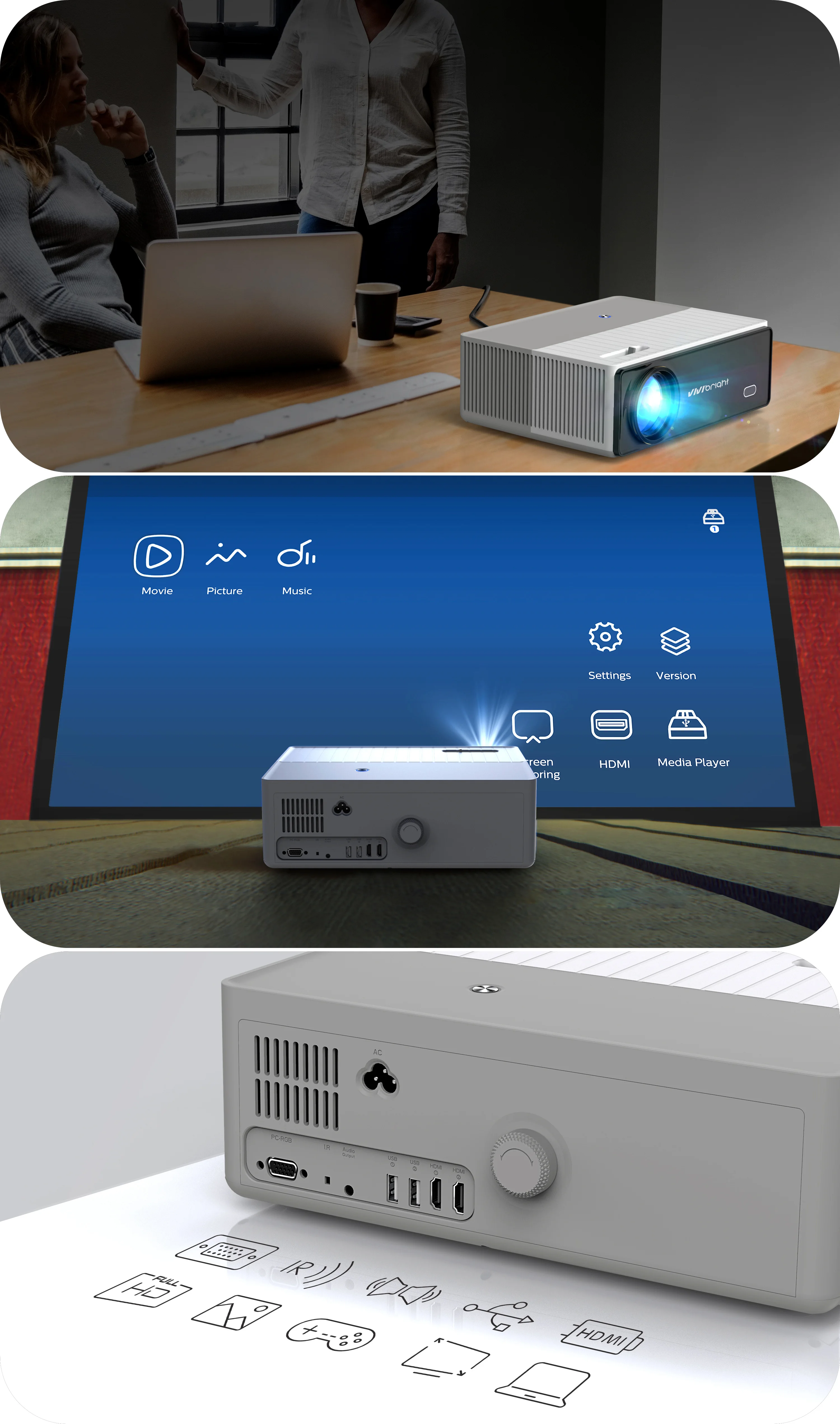 VIVIBRIGHT D4000 Education Projector, Better Than Mini Projector ...