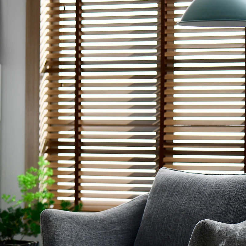 Solid Wood Venetian Blinds 50mm Horizontal Pattern for Home Bedroom Hotel Restaurant Better Closure Effect